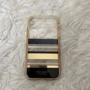 Kate Spade Clear Case with Black and Gold Stripes